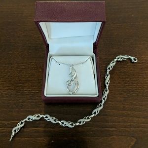 Pave Diamond Necklace / Bracelet Set